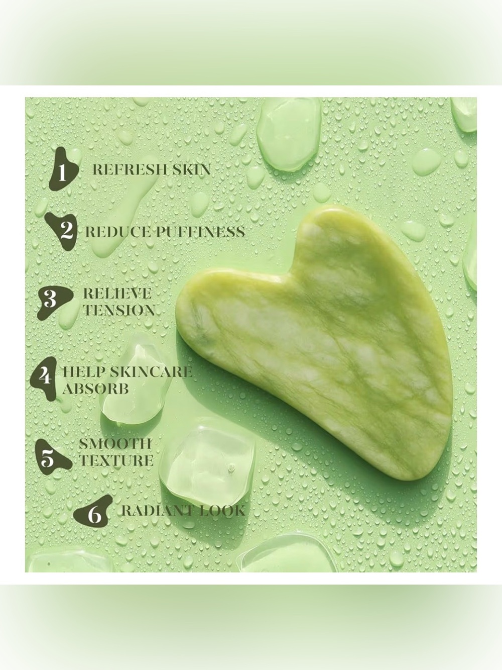 Baimei Green Jade Facial Roller & Gua Sha Set - Picture 4 of 6